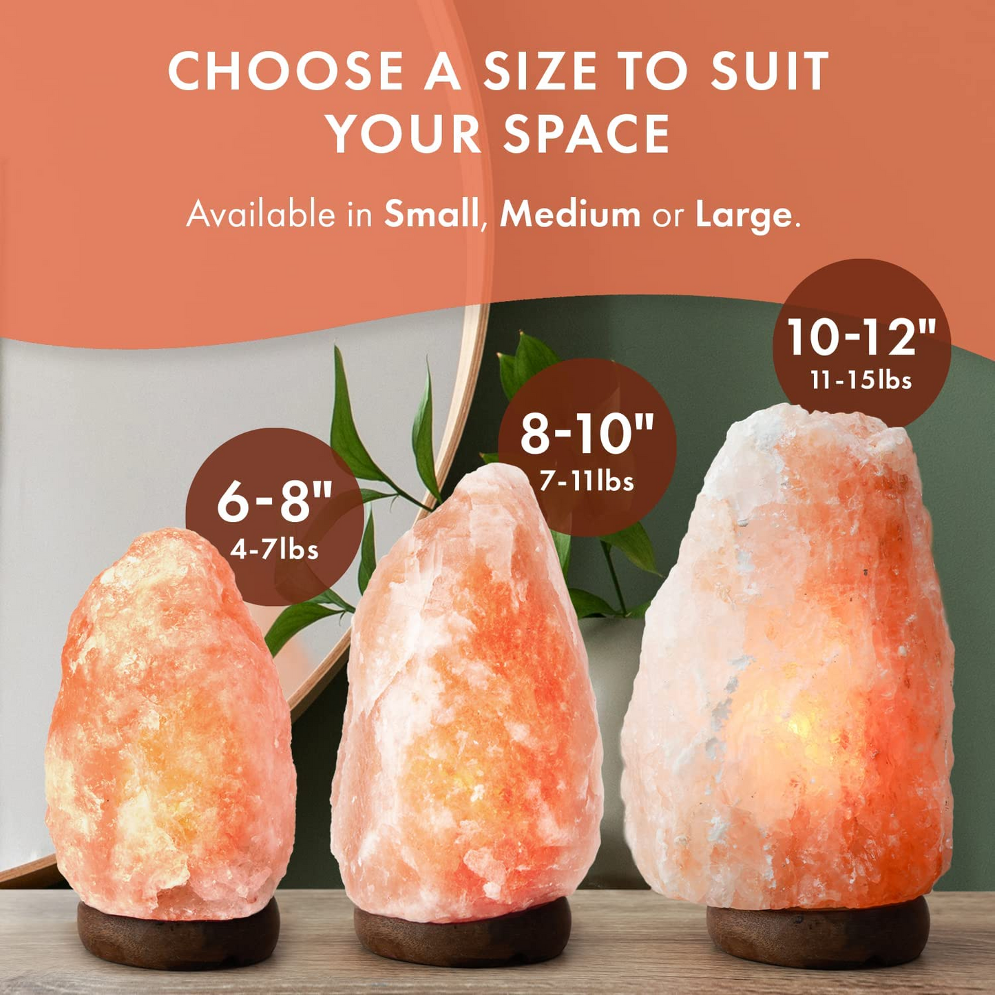 All-Natural Pink Himalayan Salt Lamp (8-10 inches, 7-11 lbs) with Handcrafted Wooden Base, Dimmer Switch, Night Light and Replacement Bulb